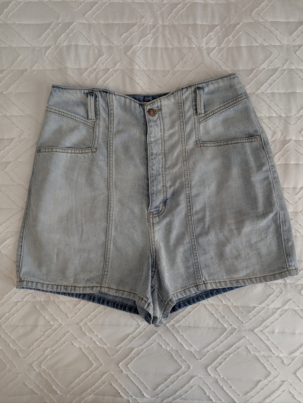 High-Waist Light Blue Denim Shorts